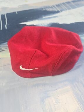 Nike Swoosh Red Beret Golf Hat Cap Newsboy Cabbie Vintage 90's Sz L USA Made